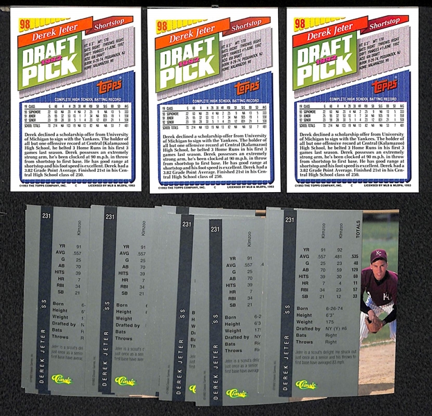 Lot of 17 Derek Jeter Cards (3) 1993 Topps Jeter RC and (14) 1992 Jeter Classic Cards